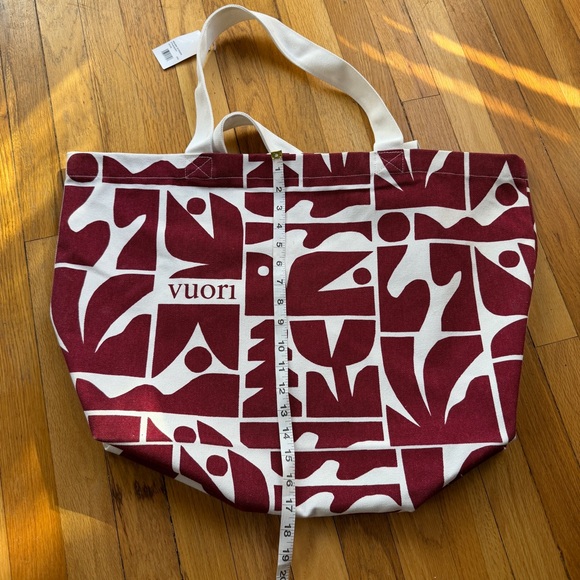 NEW Vuori red and white printed canvas tote bag - Picture 6 of 6